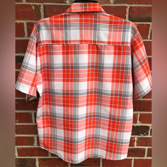 Ranchero Mens Short Sleeve Button Down Orange Plaid Shirt. Size XL - Picture 2 of 6